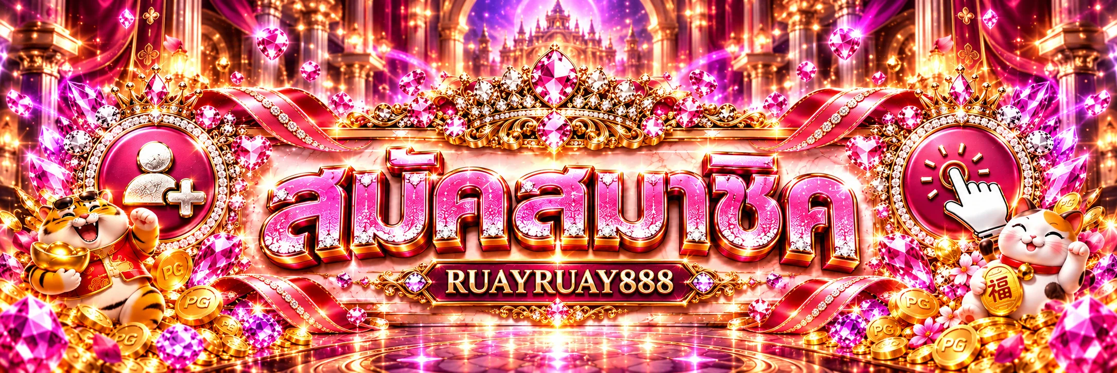 ภาพสมัครสมาชิก RUAYRUAY888 พร้อมมาสคอต PG